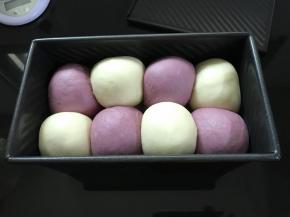 7、在温暖处进行二次发酵（手指轻按面团，手按处不会很快回弹且手感略有张力），一般到模具的8成，二次发酵完成。