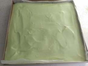 搅拌后，倒入27*27的盘中，从10-15cm高处震1-2下，震出大气泡。