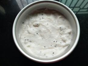 倒入模具里，表面刮平，轻震几下