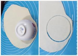 14. 擀开用一个小碗按压出面皮