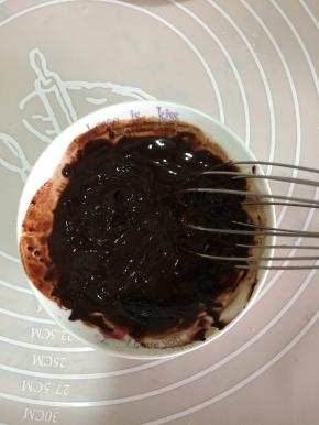 先把10克可可粉加20克水化开至无颗粒状态