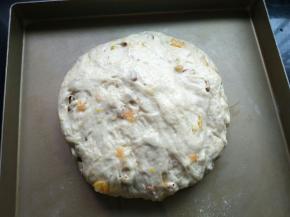 把面团折叠，整形成圆形，放温暖处发酵1.5-2倍大