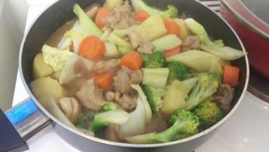 再加入西蓝花和大白菜还有芹菜。继续煮到熟就可以出锅咯！