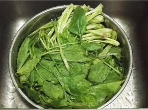菠菜择洗干净；
