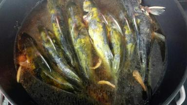 锅中加水，和嘎鱼持平