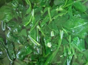 菠菜用开水炤一下备用
