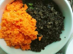 这是料理机打碎的红萝卜和木耳