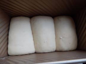 排气分成三块，擀面皮卷好放模具里