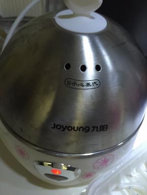 蒸锅里加水后盖上锅盖按下按钮即可