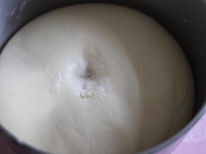 3基础发酵两倍半大，手指沾面粉戳孔不回缩不反弹即可。
