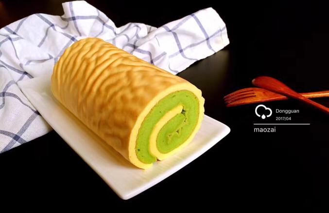 虎皮菠菜蛋糕卷