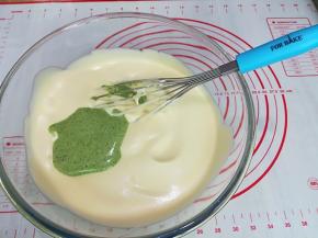 混合好倒到蛋糕糊中