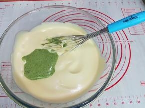 混合好倒到蛋糕糊中