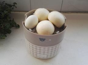 把不锈钢容器放入饭盒机体内，放上中间格层，把馒头和洗净的咸鸭蛋放入,盖上盖，两边扣上。