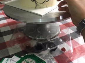 用深色的竹炭粉勾勒好简单的轮廓