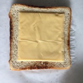 一片吐司上放上一片芝士片