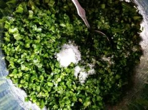 加入10克玉米油和适量盐，搅拌均匀