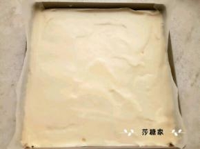 用阳晨的28*28烤盘。先把原味的糊倒入烤盘里，铺平震几下。