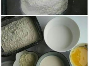 秤量好所有的食材放入面包机内，液体先放，再加入糖，奶粉，盐对角放，再加入面粉最上面放酵母，启动和面程序两个揉至扩展阶段