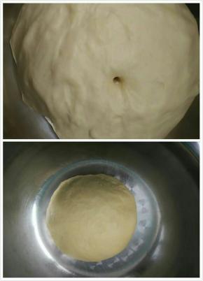 取出放入不锈刚盆里，盖保鲜膜进行发酵。发酵至二倍大小时即可