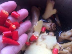 把陈醋，生抽，芝麻油，白砂糖一起放入干净无生水的容器中搅拌均匀，再放入鸡脚，提前切好的柠檬片，姜片，小辣椒再搅拌一次。