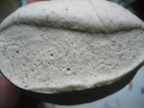 发酵好的面团反复揉搓、排气，直至面团切面无气泡；