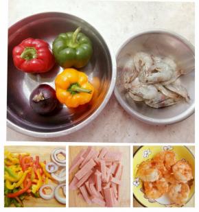 准备好配料，切丝备用