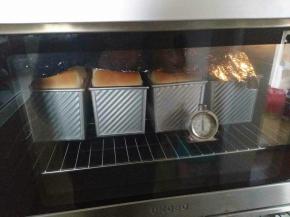 170度烤35分钟，吐司上色之后，马上加锡纸，烤箱温度可以在原来的温度加再高10度烤。（这张图片是以前的，这次忘拍了。）