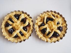 表面用裱花嘴挤上交错的条，中间多挤一些烤。箱预热至180度，中层，15分钟左右看上色盖上锡纸，继续用170度烘烤12分钟左右。晾凉后脱模即可