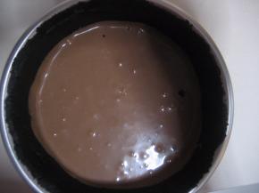 从冰箱中取出冷藏好的蛋糕模具，将过筛完的芝士蛋糕糊倒入模具中；