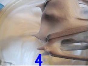 蛋白+3滴白醋+少许盐用打蛋器打至有粗泡时，再分三次加入白糖，将蛋白打发到干性发泡状态（打蛋器提起的蛋白尖呈短而尖的直角）；