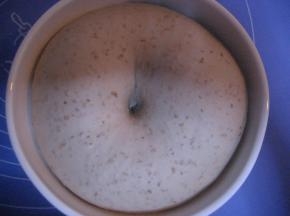 面团发酵至3--4倍大即可（我用了大概六个小时左右）
（冬：8-12小时，春，秋：6-8小时，夏：4-6小时）