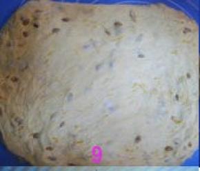 发酵好的面团压扁排气，用手边压边抻成圆形面片；