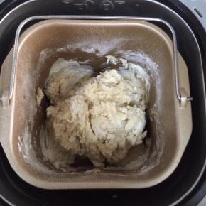 启动面包机发面功能。（我的面包机发面功能是揉面+发酵，合计是1小时40分钟）