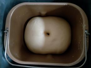 启动发酵程序1小时，手指沾面粉戳洞不回缩不塌陷即可。