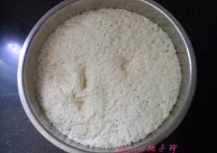 已经发酵好的面团，有很多的蜂窝；