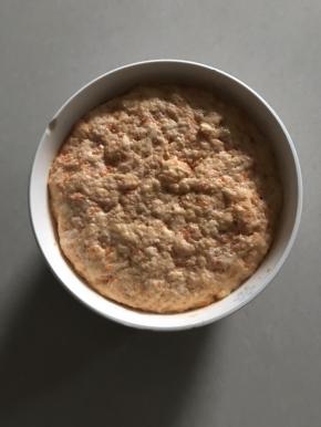 把中种所有食材放入碗里，揉成面团盖上保鲜膜放入冰箱冷藏发酵一晚一天，这是发酵好的中种面团。