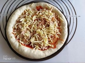 17.	再撒上一层马苏里拉碎。