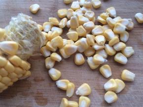 把玉米粒掰出。