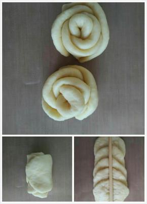 用筷子在中间轻轻压一下，自上而下卷起，用刀在中间的位置切开。轻轻捏一下底部