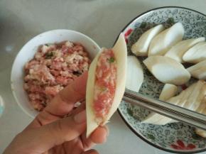 杏鲍菇夹入肉沫