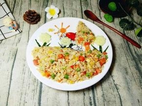 黄瓜装饰的花朵，皮做的枝叶，胡萝卜做的太阳，还做了一颗圣诞树。