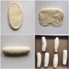 5、15分钟后，对面团进行第一次擀卷，加保鲜膜，继续静置15分钟