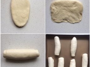 5、15分钟后，对面团进行第一次擀卷，加保鲜膜，继续静置15分钟
