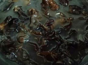 木耳煮2分钟，不要煮太久，免得失去了木耳么清脆感。捞出立即过冷水。
￼
蒜