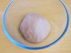 将揉好的面团放入烤箱中进行第一次发酵，在面团上盖一层保鲜膜，烤箱里放一碗温水，30度1小时。（夏天常温发酵就行了）