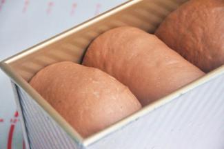 放入烤箱进行第二次发酵，38度发酵至8-9成模。