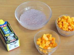 芒果分两份，1/3 和2/3各一碗切丁备用。