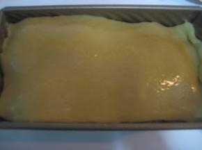 将菠萝皮轻轻倒扣在面团表面，再撕去保鲜袋，在表面均匀地刷上蛋黄液；
烤箱预热180度，底层，烤35分钟，出炉后立即脱模，放烤网上放凉后装入保鲜袋中。温度和时间视自家烤箱灵活掌握。
注：因刷的是蛋黄液，烤制时上色会快，发现上色后加盖锡纸，以免吐司表面上色过深。