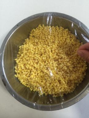 用保鲜膜封起来，再用牙签扎几个小孔，以免蒸的时候水蒸气进入！
